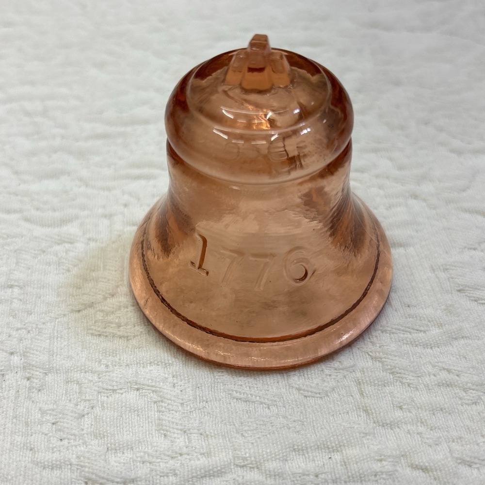 Vintage DEGENHART Glass Pink Bicentennial Liberty Bell, 1776-1976,